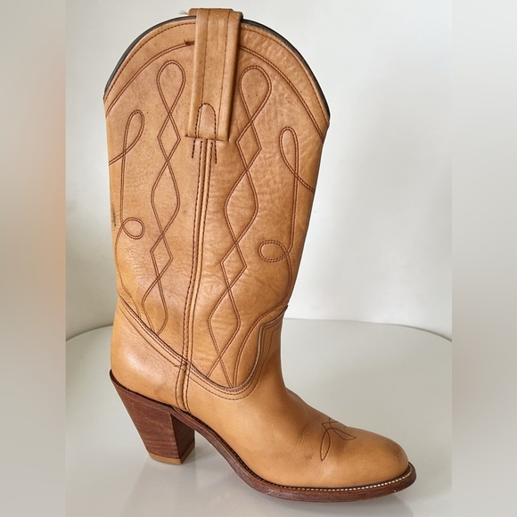 Vintage Frye Camel Coastal Cowgirl Southwest Boots Size 7.5 Narrow - Picture 9 of 16